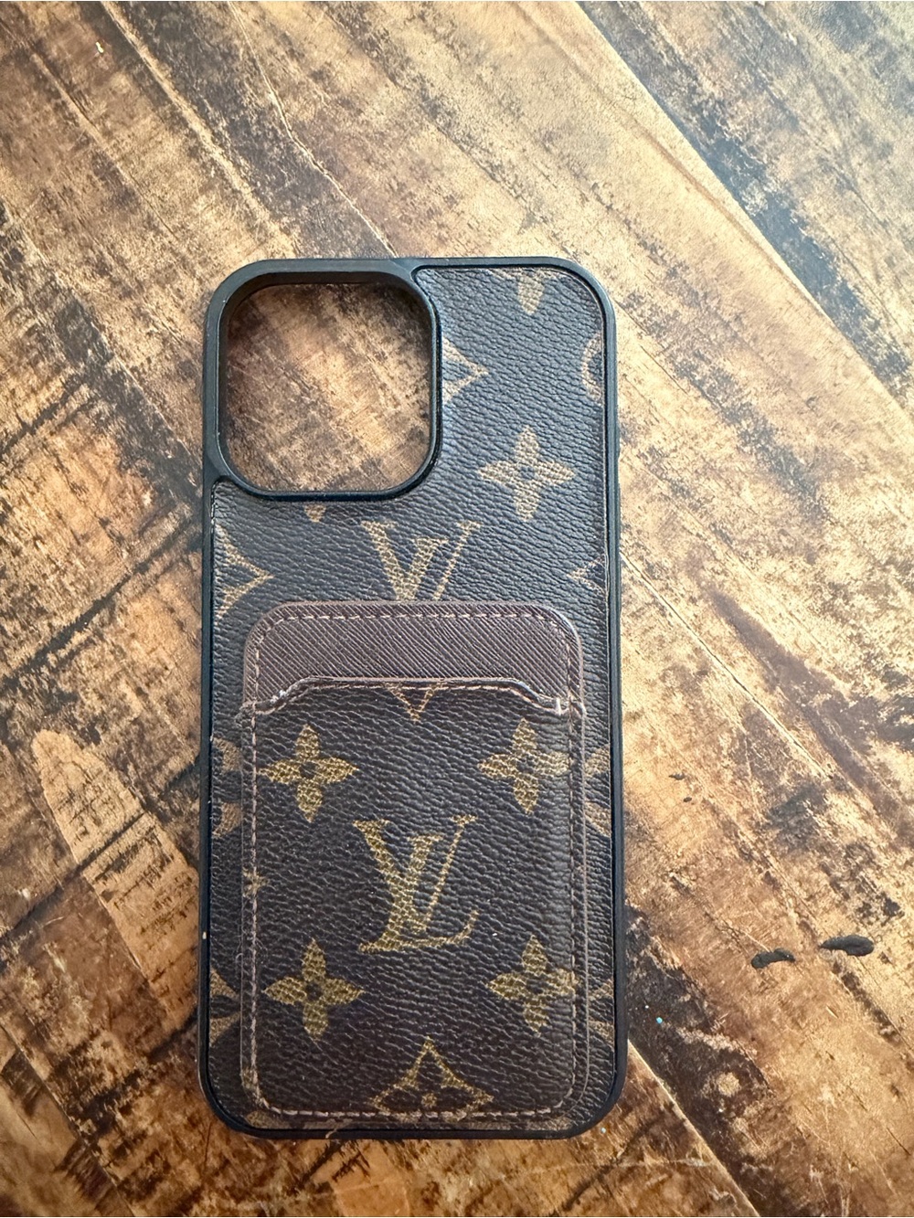 Louis Vuitton Brown and Gold Monogram Leather iPhone Case with Card Slot